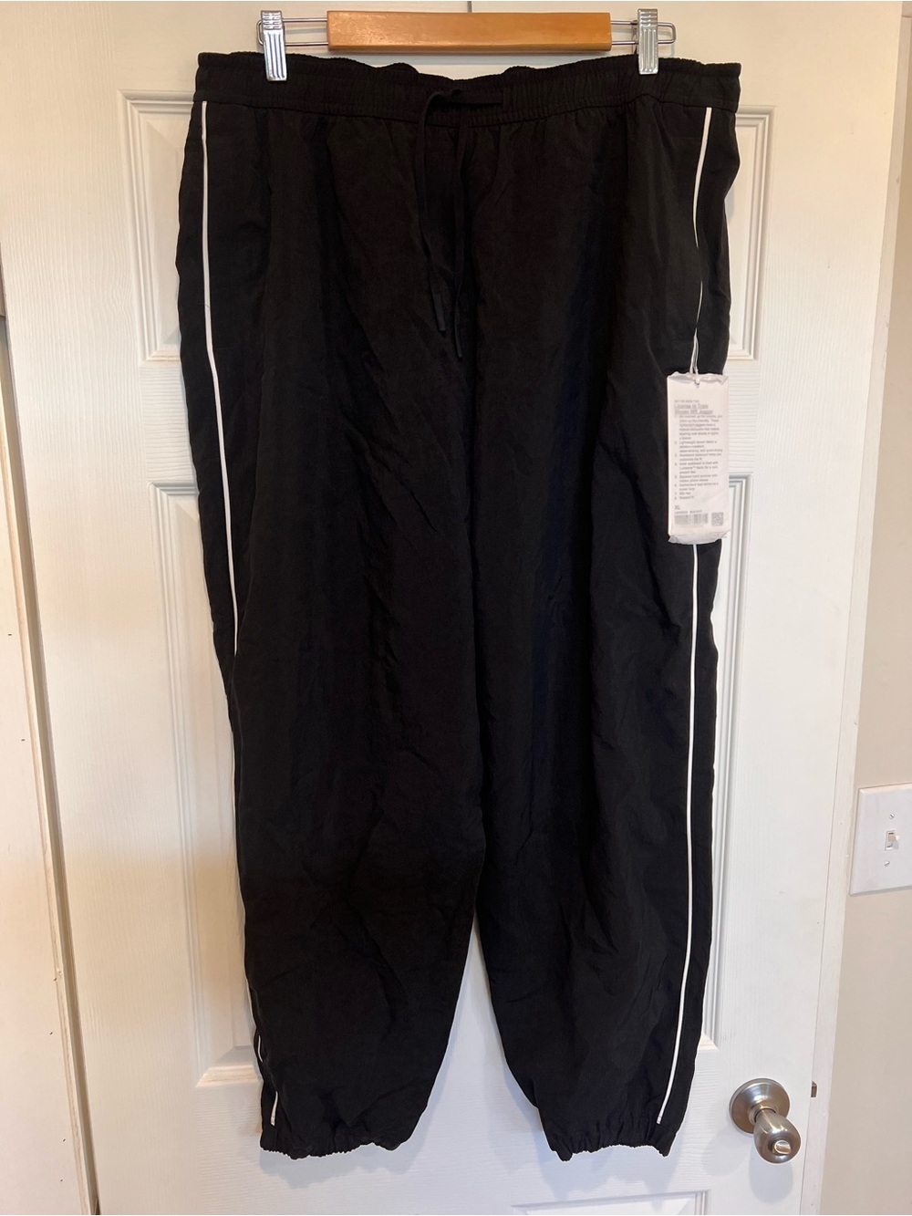 Lululemon Black Track Pants with White Side Stripe